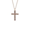 Girocollo con croce e diamanti brown (ct 0,17)